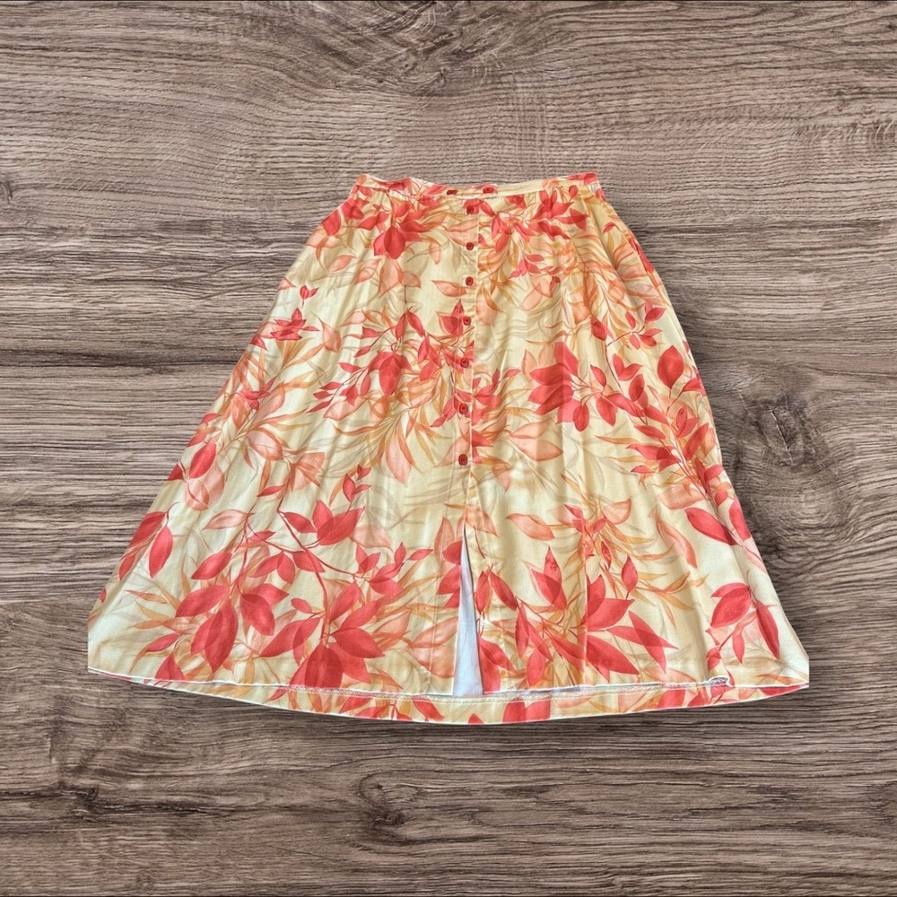 Napa Valley Floral Tropical Full Maxi Skirt Plus Size 18W Yellow Orange